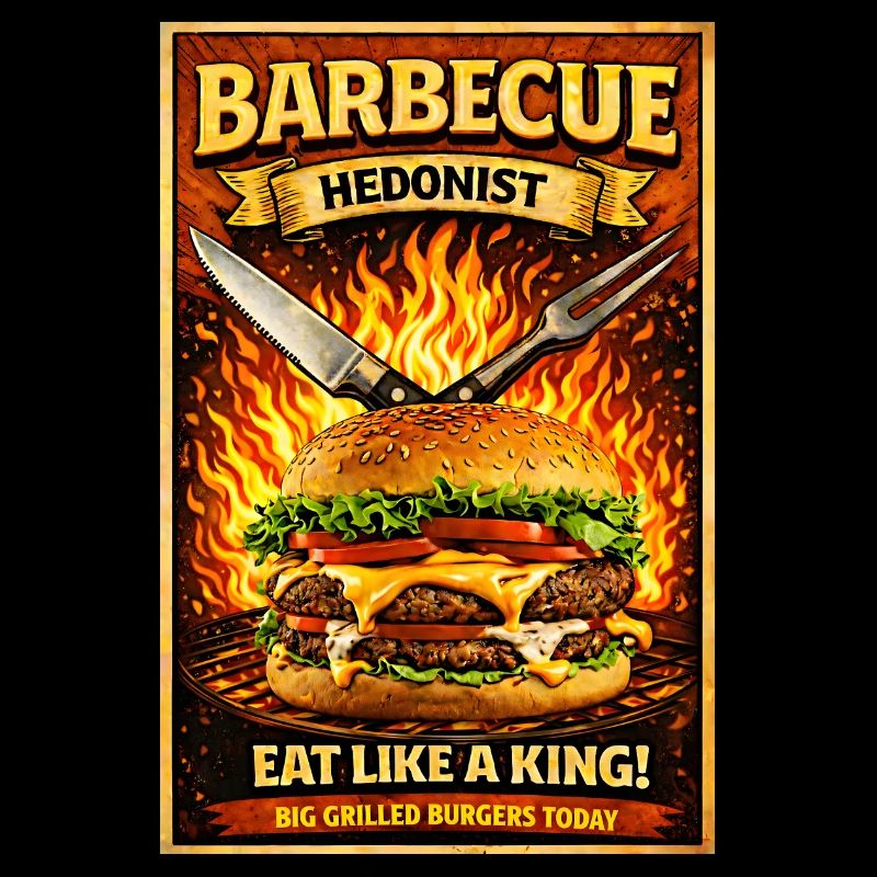 Barbecue Hedonist – Eat Like a King Burger Design