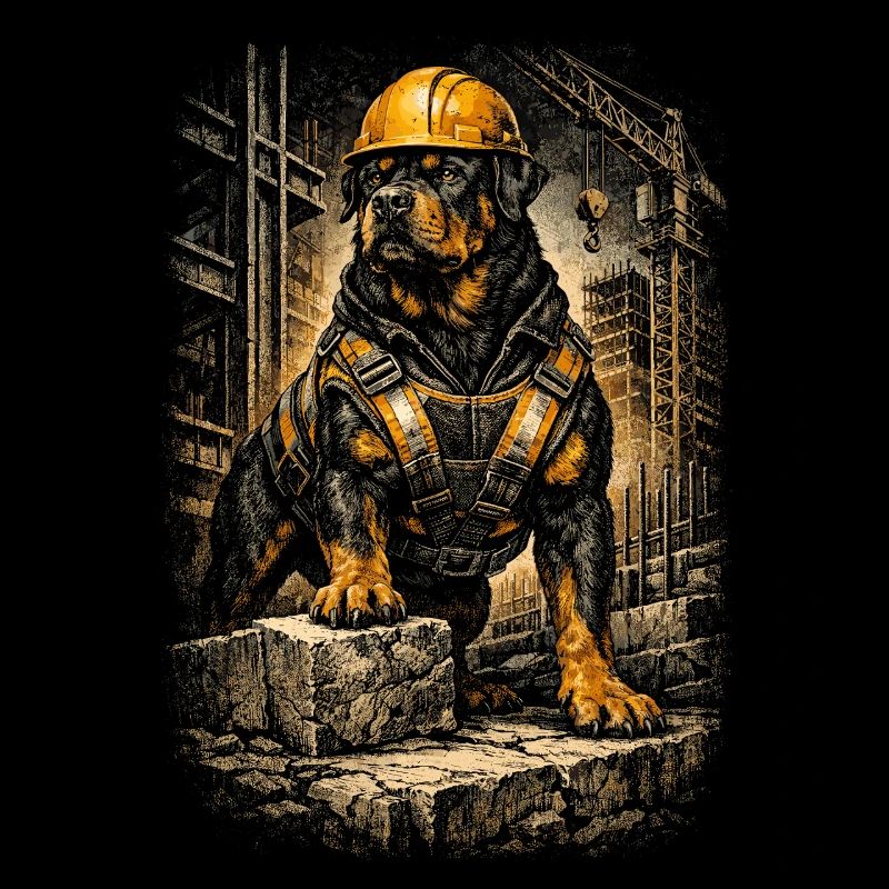 Rottweiler Dog ouvrier du bâtiment