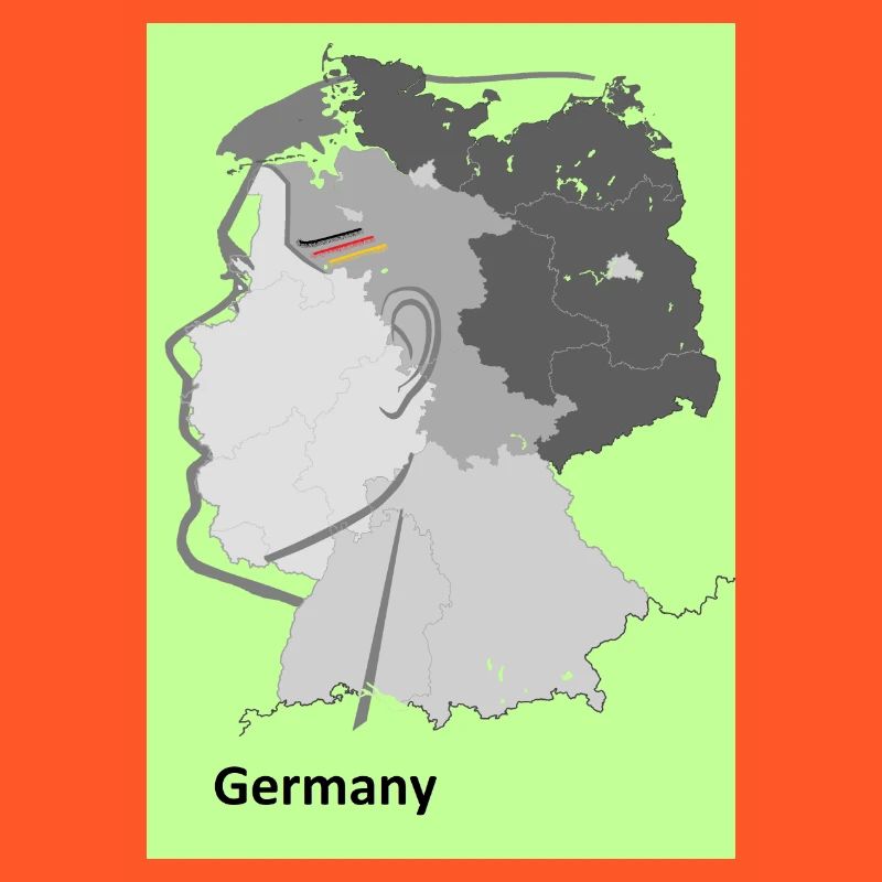 Map of Germany with gradient and flags