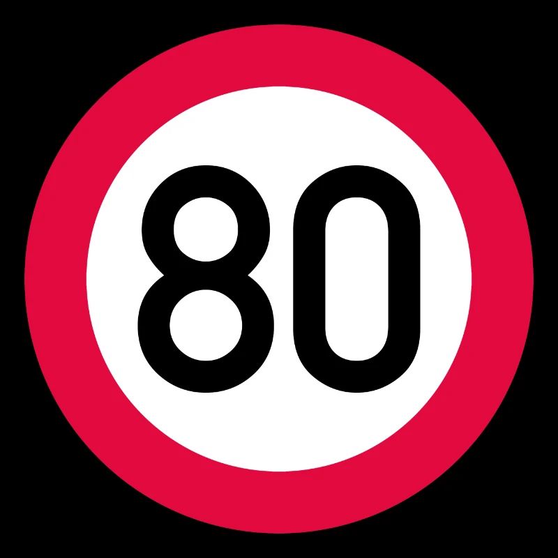 80 ans Attention ! Panneau de signalisation 80 km/h