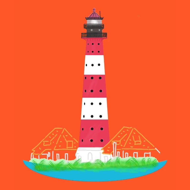 Lighthouse Westerheversand, without text, North Sea