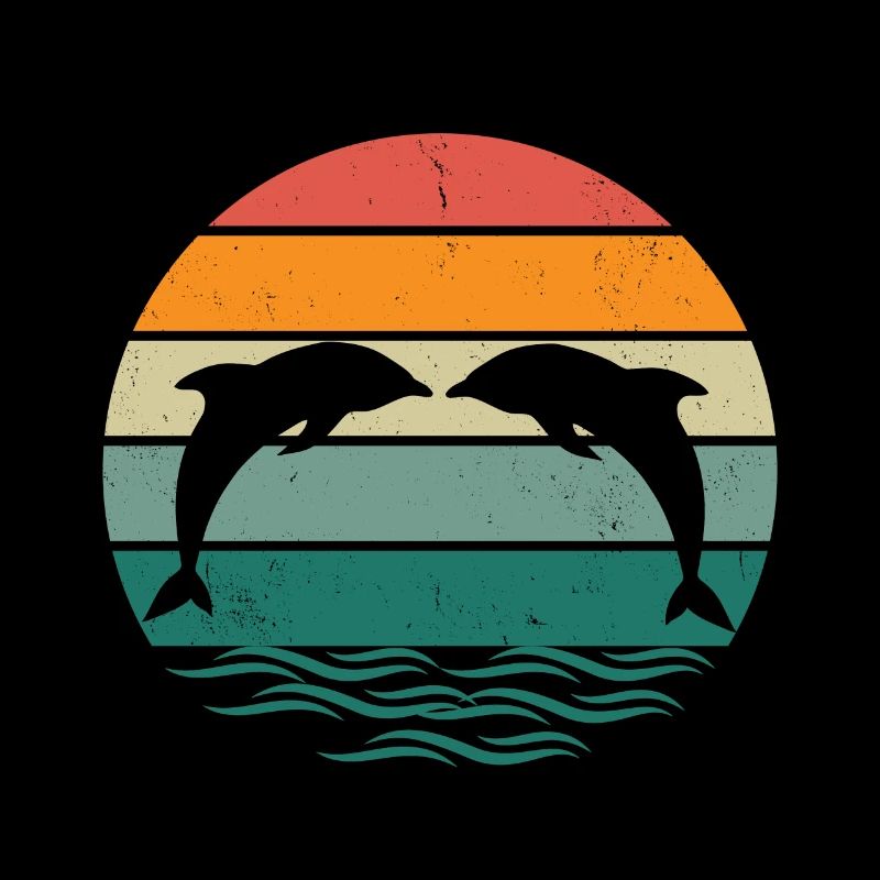 Silhouette dolphins - Retro Sunset Dolphin