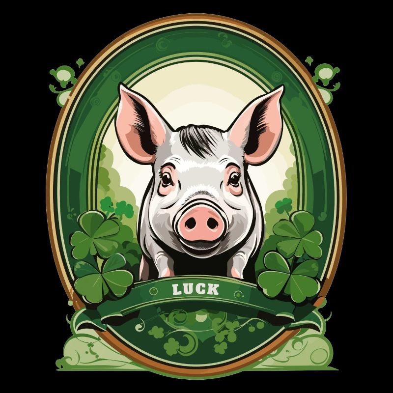 Cochon chanceux avec trèfles