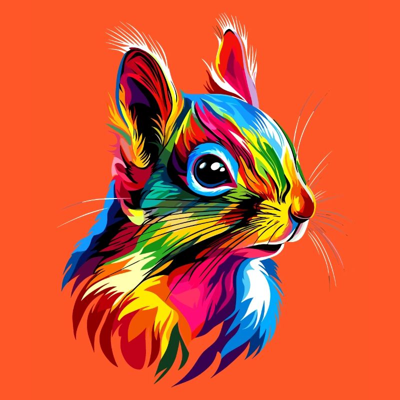 Eichhörnchen Kopfhörer Bunt Popart DJ Eichhörnchen
