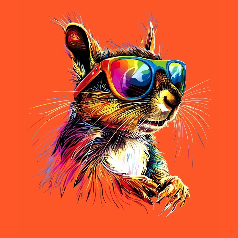 Eichhörnchen Kopfhörer Bunt Popart DJ Eichhörnchen