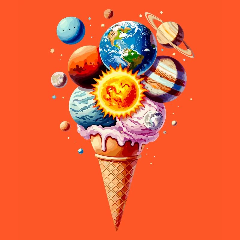 Planeten Eiscreme Waffel Eis