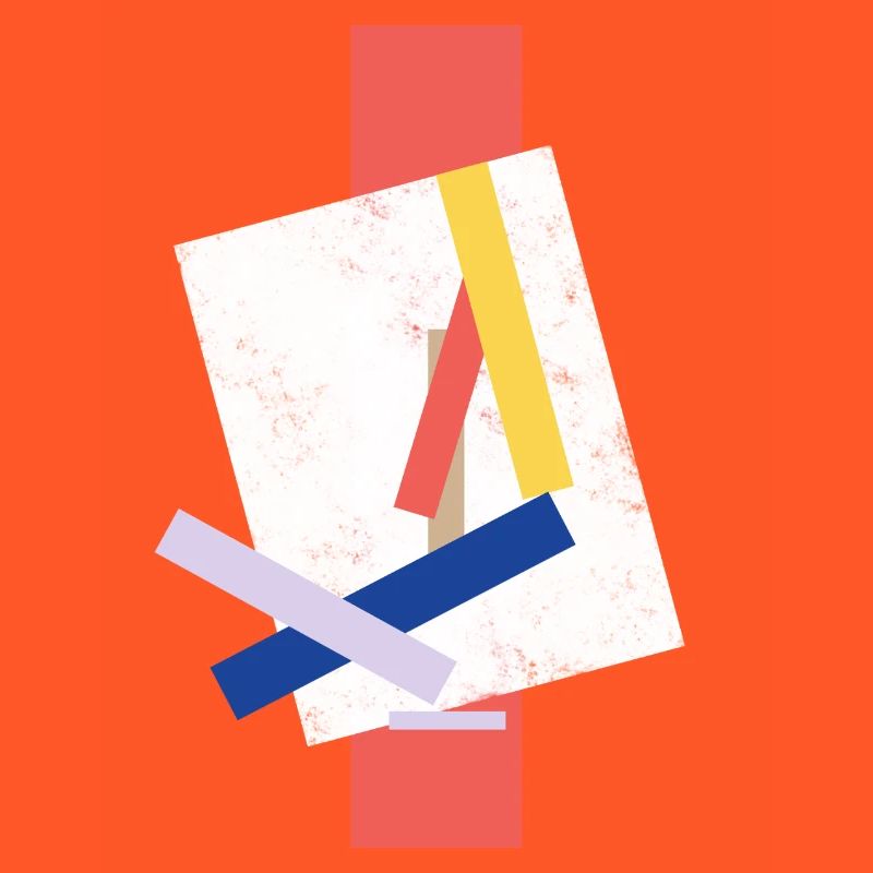 Abstract color block pattern distorted face