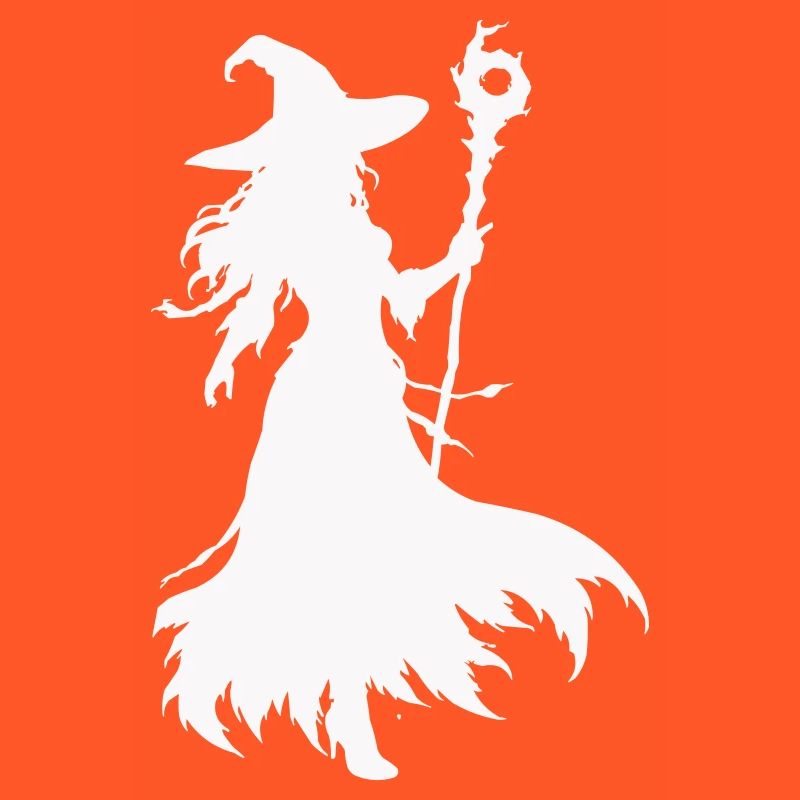 Hexen Silhouette mit Stab