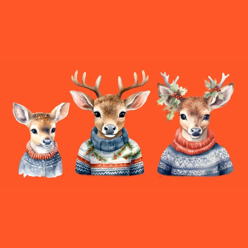 Winterhirsche Pullover-Trio