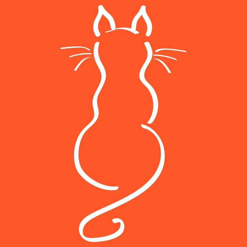 Cat Minimalist Line Back Plain