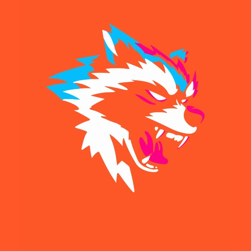 Neon Wolf Head – Aggressive Gaming Design