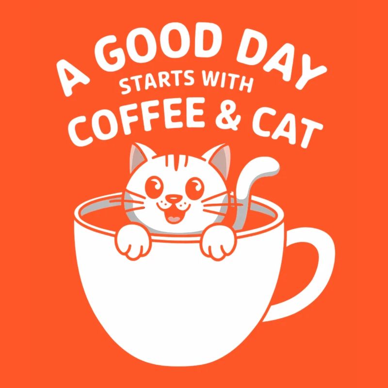 Kätzchen Morgens Kaffee und Katze