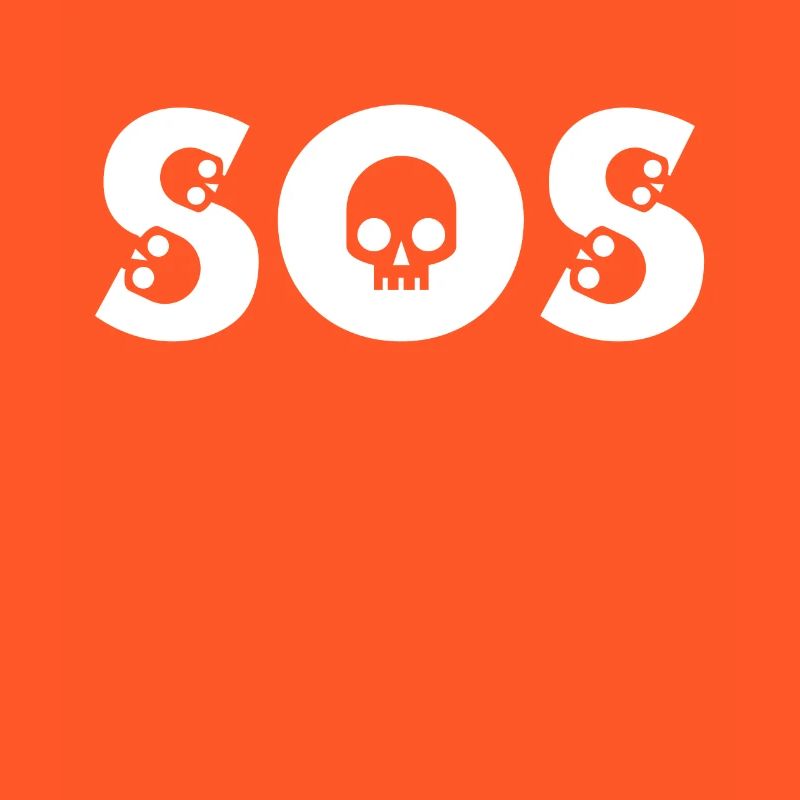 SOS Skull Design with Bones Comic Style