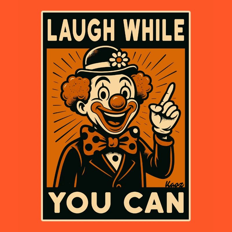Laughing clown in retro comic style