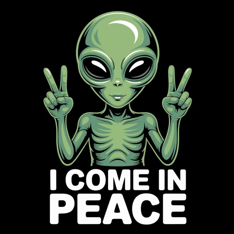 Alien mit Friedenszeichen