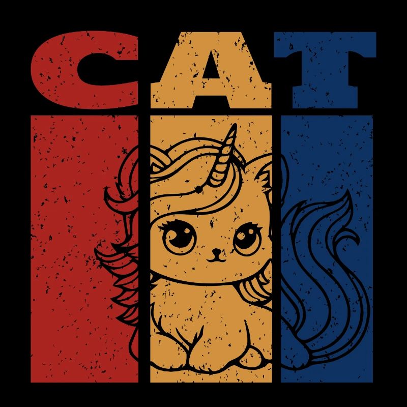 Licorne chat design rétro
