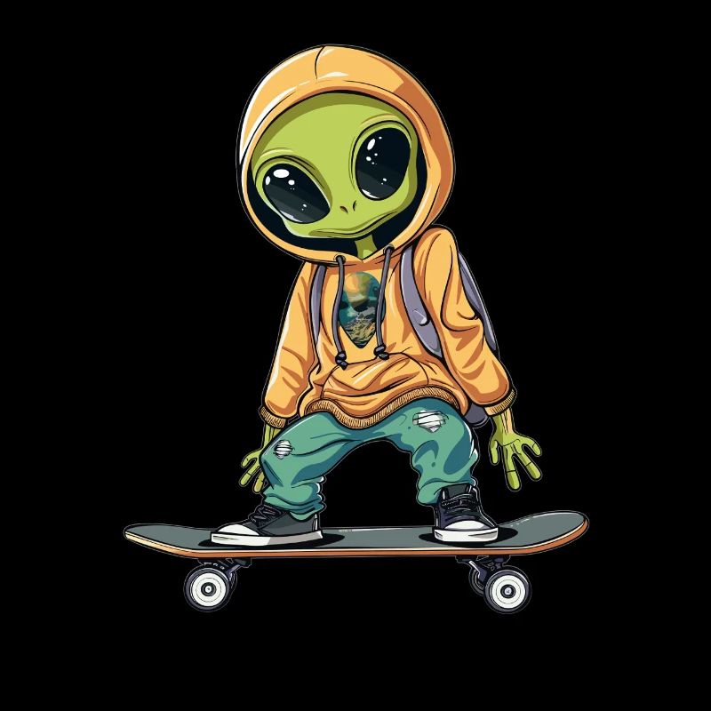 Skateboard-Alien in Orange