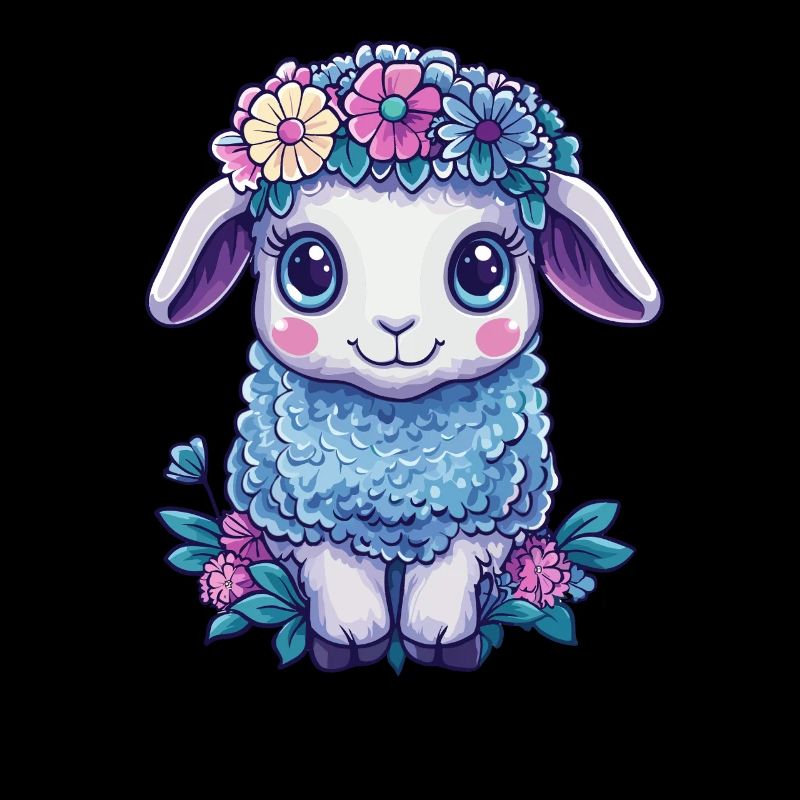 Sheep with flowers