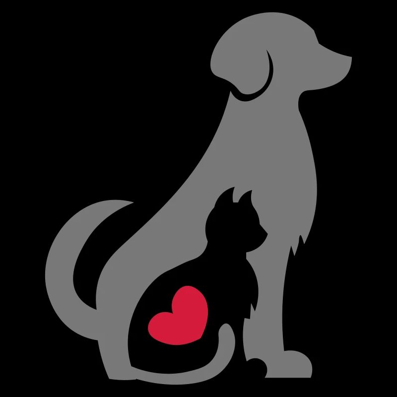 Cat and Dog / Geschenkidee Tierfreunde / Herz