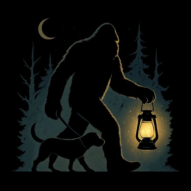Yeti Bigfoot geht mit Hund Gassi