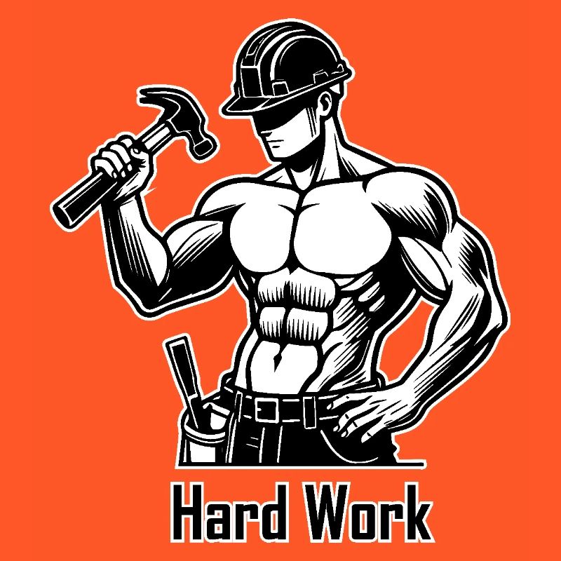 Topless construction worker - Hard Work Design