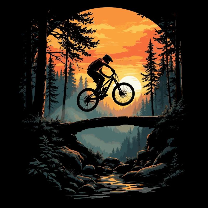 Trail Mountainbiker im Wald