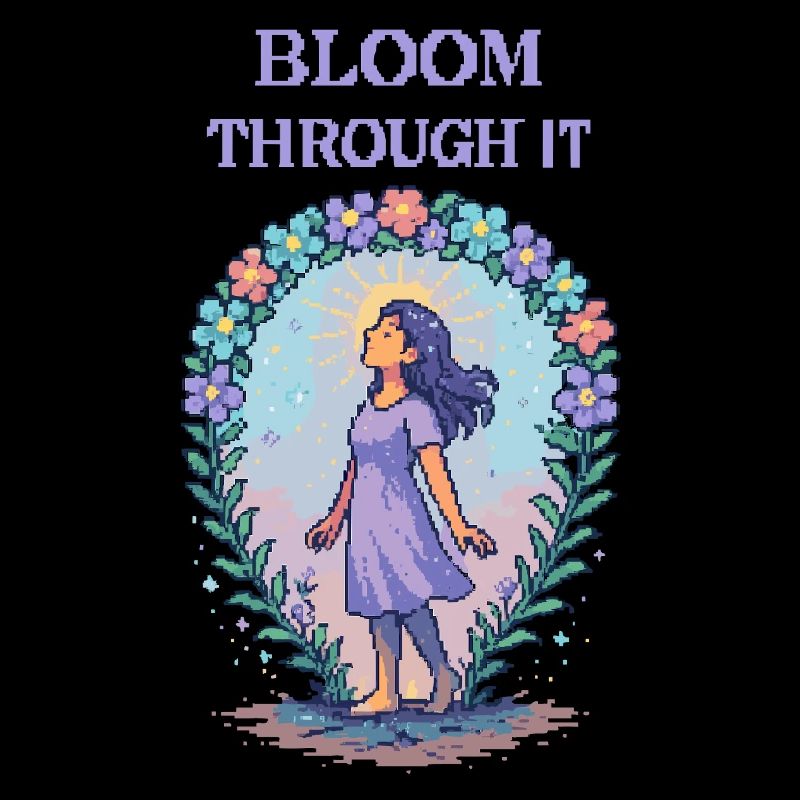 Bloom Through It – Resilience Pixel Art Tee