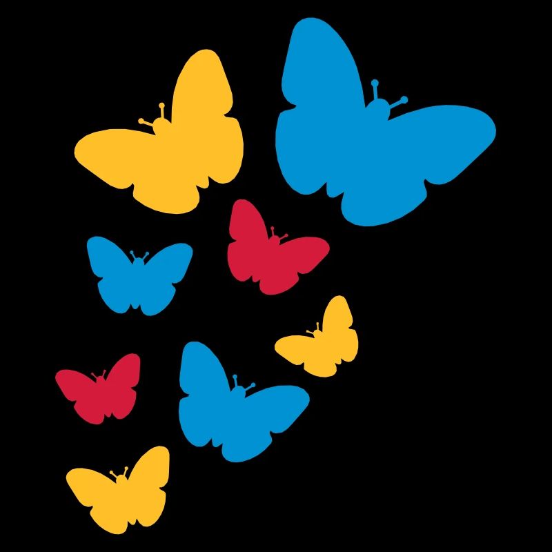 many colorful butterflies pattern silhouette insek