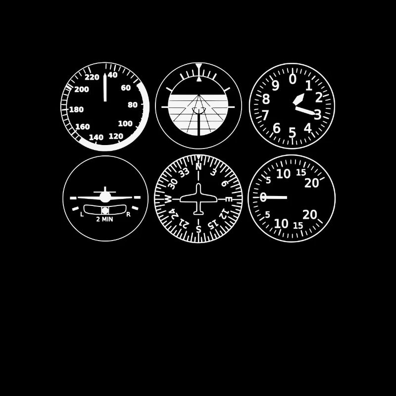 Instruments de vol de base, t-shirts pilotes