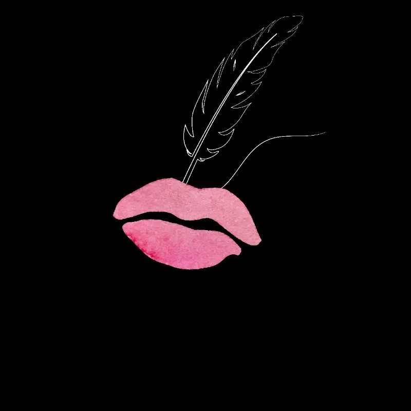Watercolor Lips with Feather