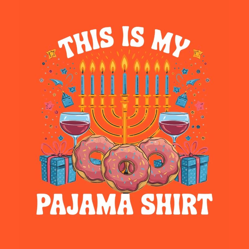 C’est ma chemise de pyjama Hanoukka chandelier design