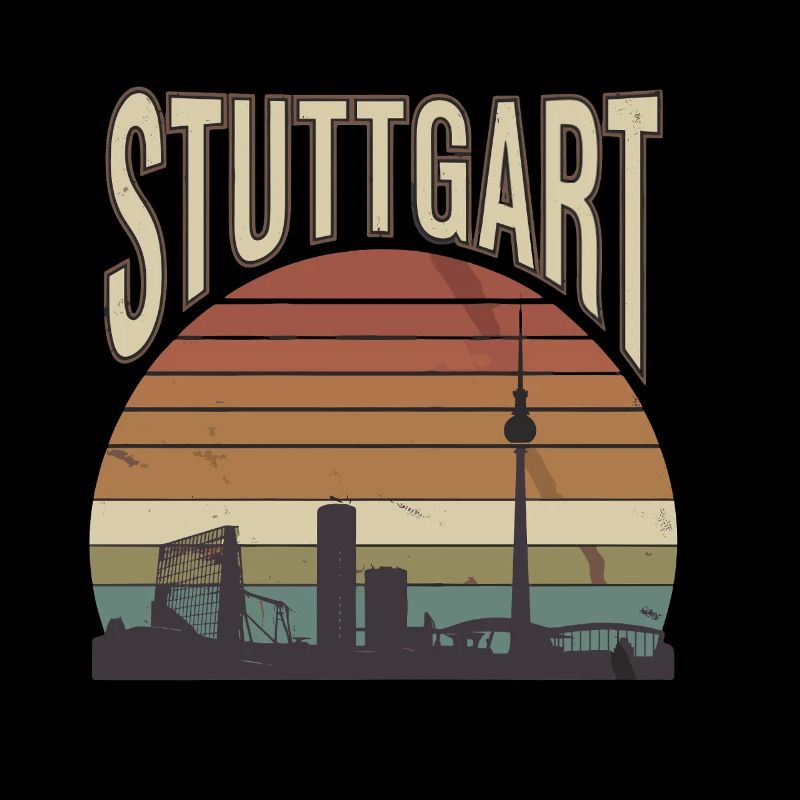 Stuttgart skyline in vintage look with
