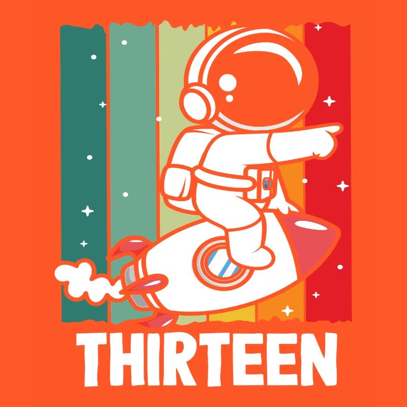 Astronaut Rocket Thirteen Retro Design