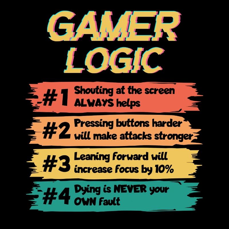 Gamer Logic Funny Saying Video Game Console
