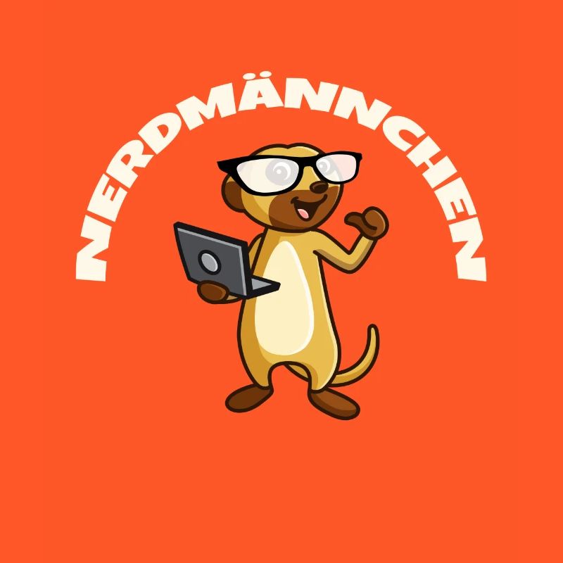 Nerd Erdmännchen mit Brille und Notebook Geschenk