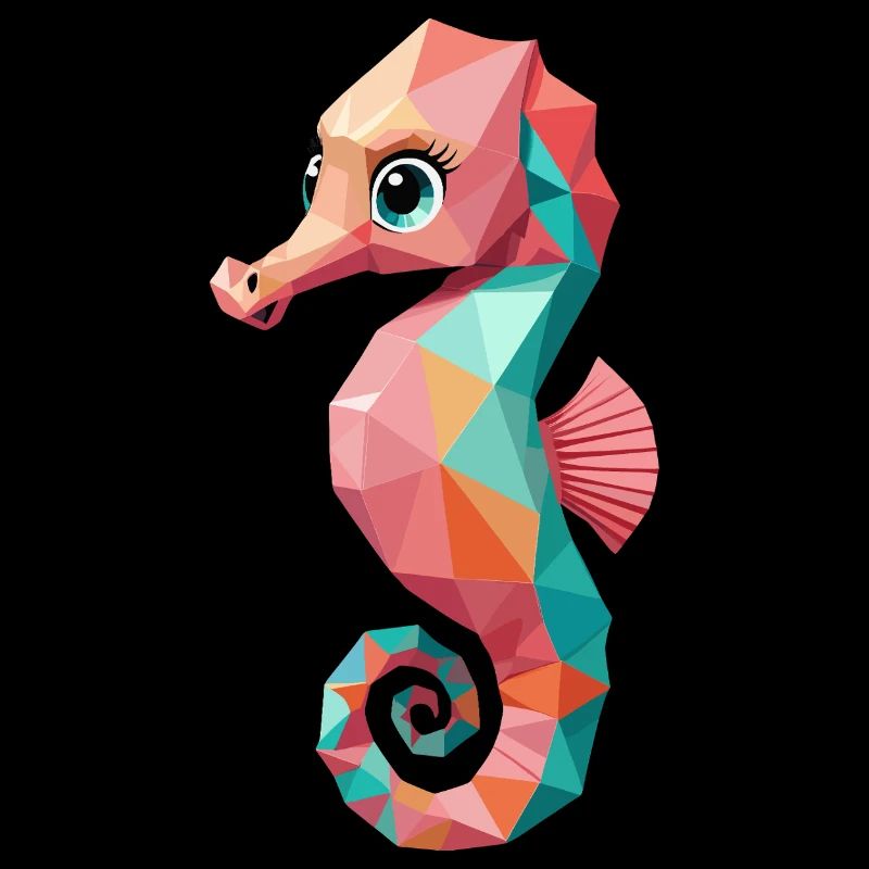 Hippocampe coloré style polygone créatures marines