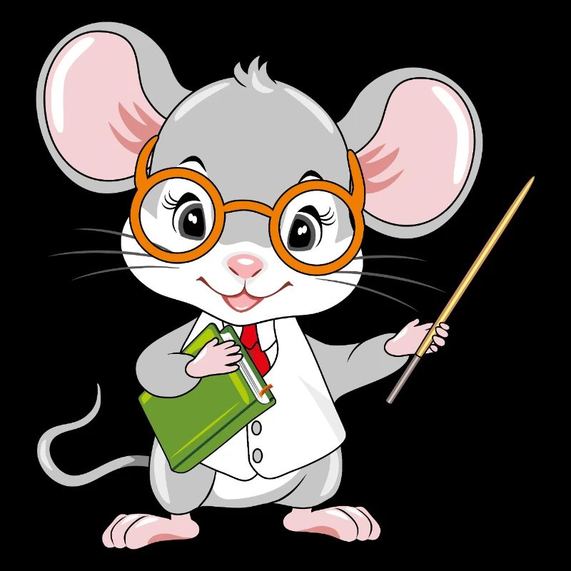 Smart little mouse teacher with a pointer