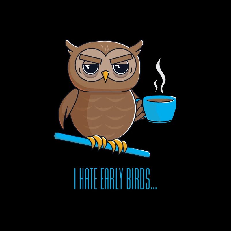 Night owl with coffee