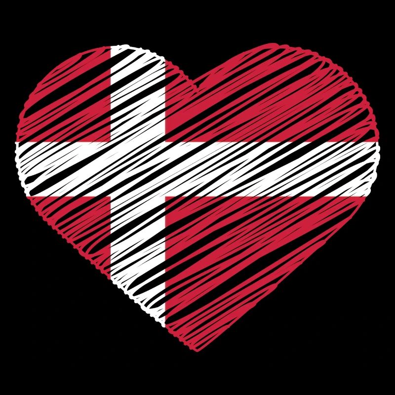 J’aime le Danemark avec le drapeau du Danemark dans une chemise en forme de cœur