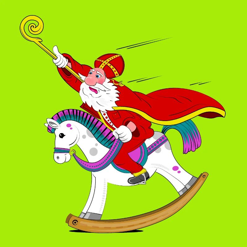 Sinterklaas sur cheval à bascule
