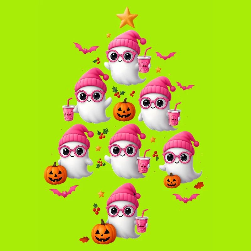 Conception d’arbre de Noël fantôme rose mignon