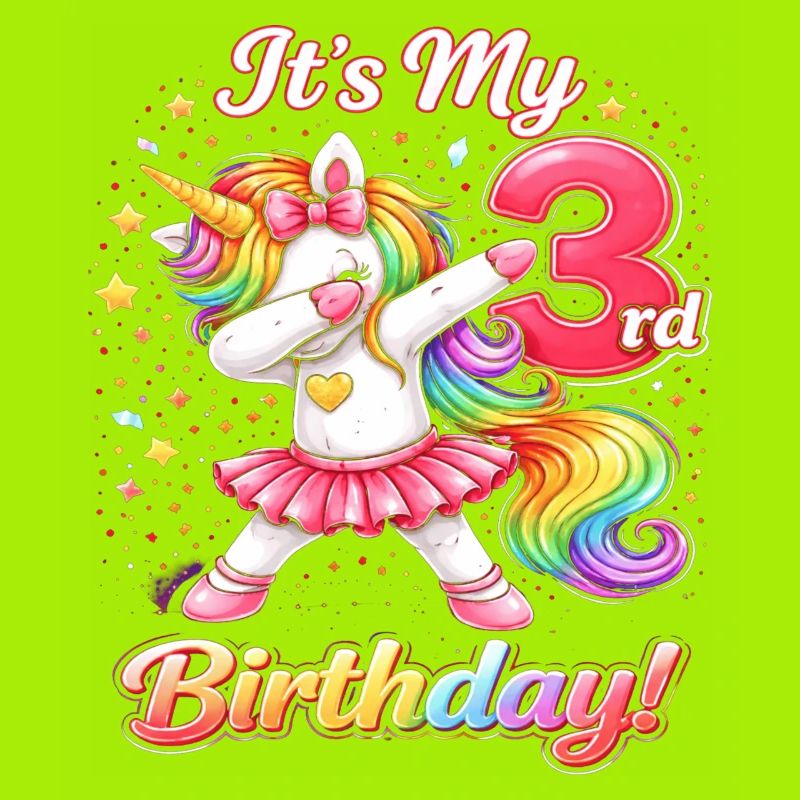 Dritter Geburtstag Einhorn Regenbogen