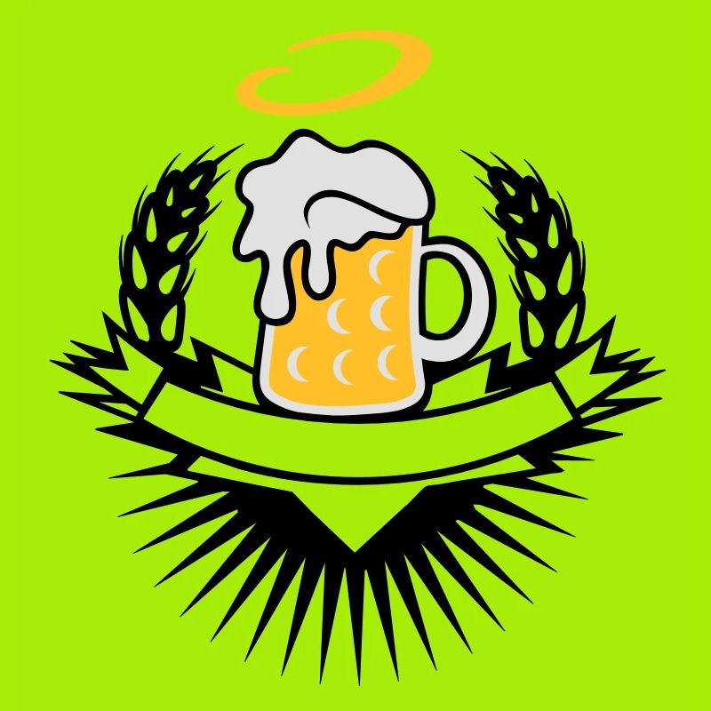 Bierkrug mit Weizenähren und Heiligenschein