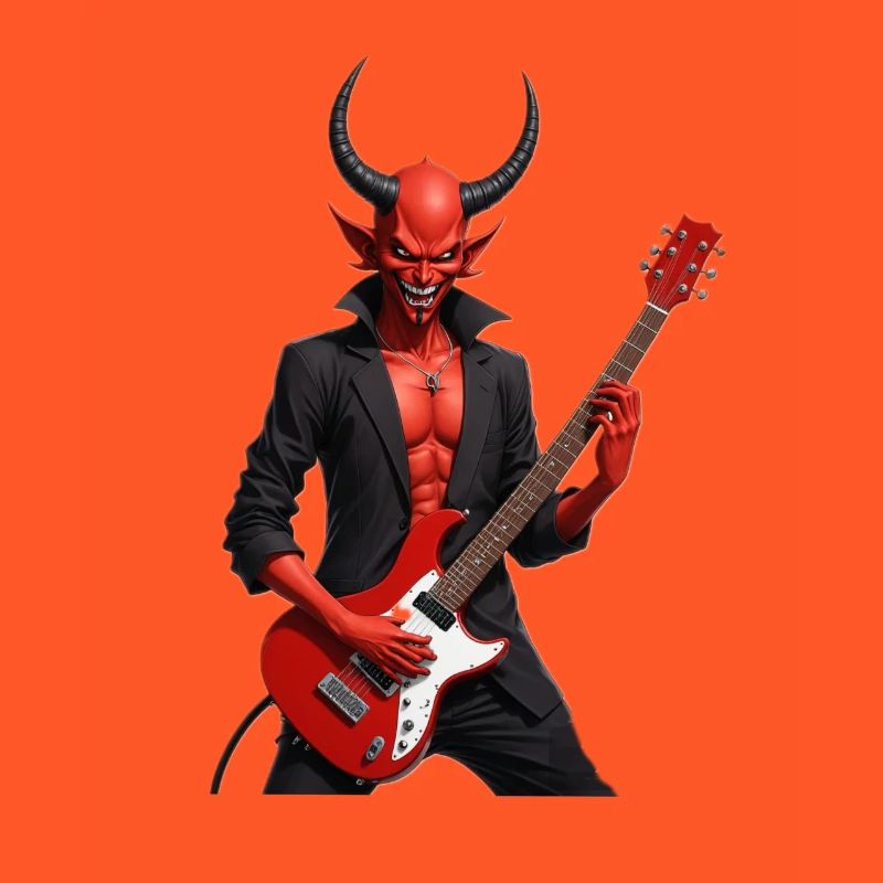 Devil with red electric guitar