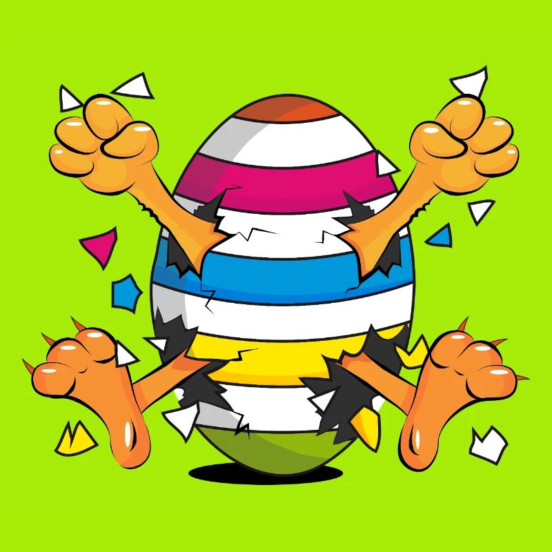 Poussin drôle dans un motif de dessin animé Easter Egg