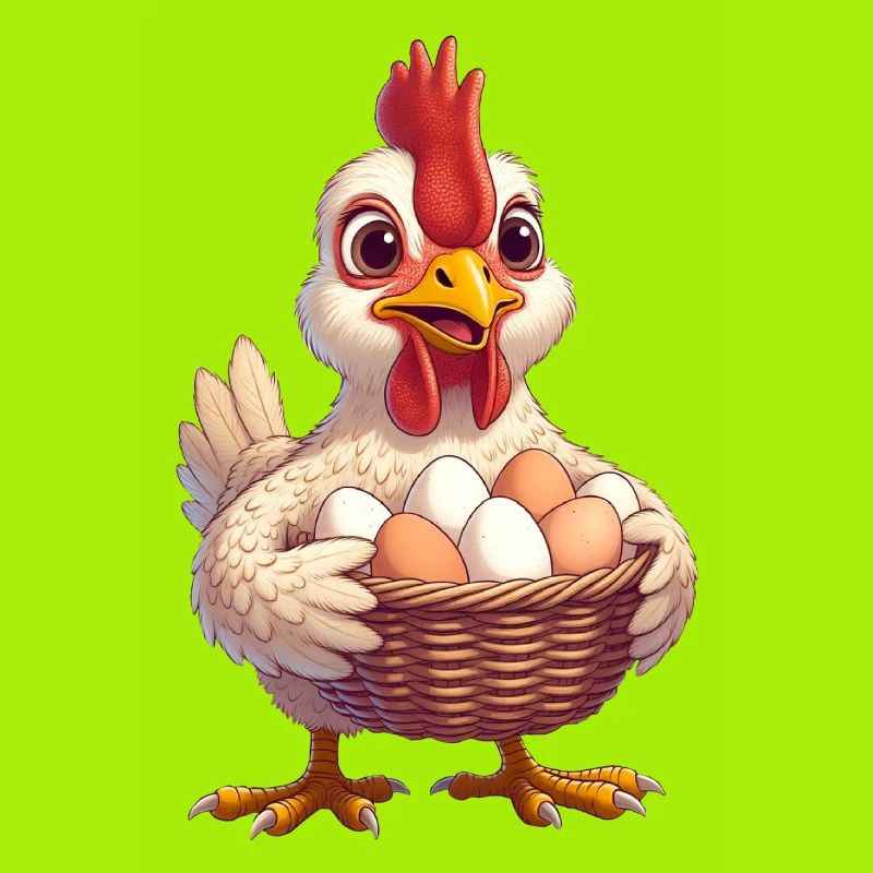 Huhn mit Eierkorb