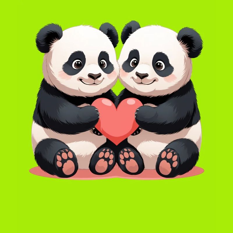 Panda Heart Duo Cuddle Time