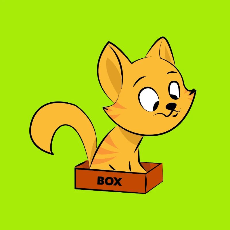 Chat assis dans une boîte de chatons cadeau