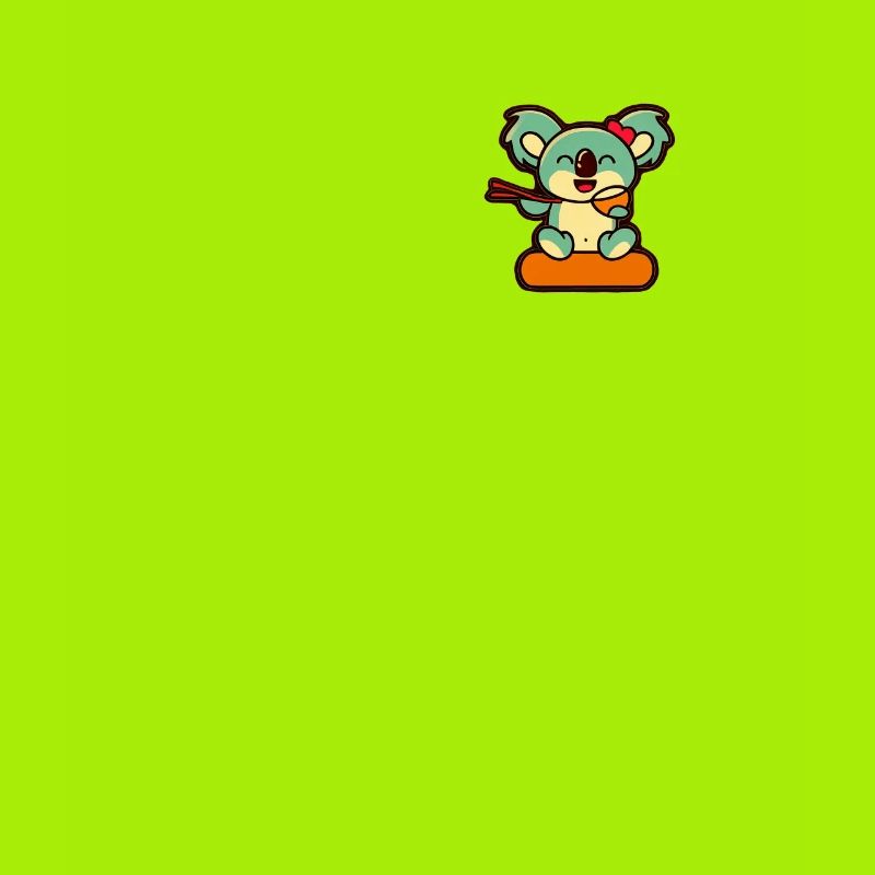 Koala Retro Pocket Design isst mit Stäbchen