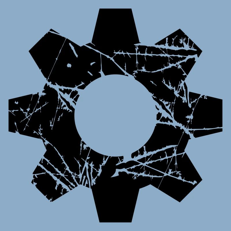 old scratch cracks stamp engineer gear wheel danger